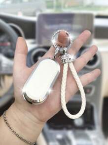 水鑽裝飾車鑰匙殼兼容Fiat 500/Panda Stilo,鑰匙表袋用鏈條或絲帶連接到馬甲懷錶套 - 白色 - 查看 2