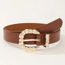 1pc Fashionable Women's Jeans Belt With Linen Rope And Needle Buckle Design - Coffee Brown - View 7