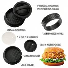 3 en 1 Prensa para Carne Máquina para Hacer Molde Hamburguesas Antiadherente Con Ablandador de Carne Herramientas de Cocina Accesorios para Hornear Prensar Picada Barbacoa o Parrilla con 50 Papeles Hamburguesas Molde Molde para Hamburguesa Molde Hamburguesas Antiadherente
