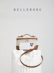 Vintage And Simple Color-Blocking Box Bag Small Women's Handbag