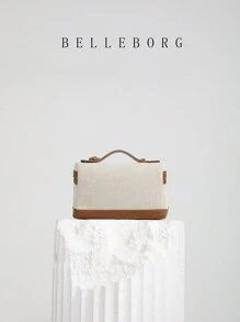 Vintage And Simple Color-Blocking Box Bag Small Women's Handbag