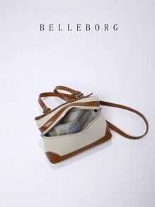 Vintage And Simple Color-Blocking Box Bag Small Women's Handbag