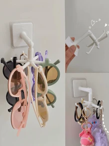 1 pieza/4 piezas Organizador de joyas, Organizador de collares montado en la pared giratorio para el hogar, Organizador de utensilios de cocina, Organizador de llaveros, Organizador de lazos para el cabello - Blanco - Ver 2
