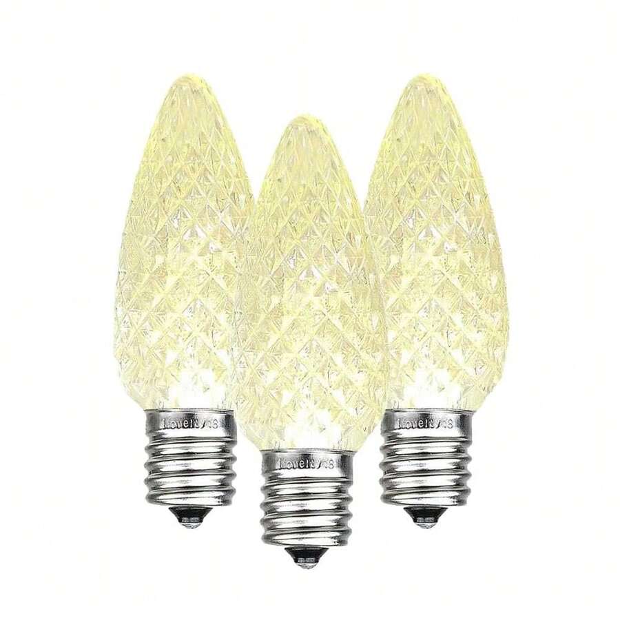 Novelty Lights 25 Pack C9 LED Faceted Ultra Bright Dimmable Outdoor Christmas Light Replacement Bulbs, E17/C9 Intermediate Base, 0.5 Watt - Warm White (3000K) - View 1