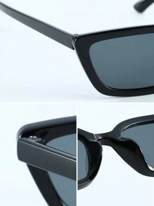 4 件装女士黑色猫眼几何镜框时尚 Y2K 眼镜，适合日常生活服装配饰，女士沙滩配饰，夏季海滩度假、户外、旅行眼镜 - 灰色 - 查看 8