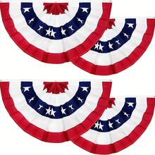 4pcs, American Flag Bunting Large Pleated Fan, Red White Blue USA Pleated Fan Flag Banners, Memorial Day Decor, Independence Day Decor, Fourth July Decor, Yard Decor, Indoor Decor, Outdoor Decor - Blue, White and Red - View 2