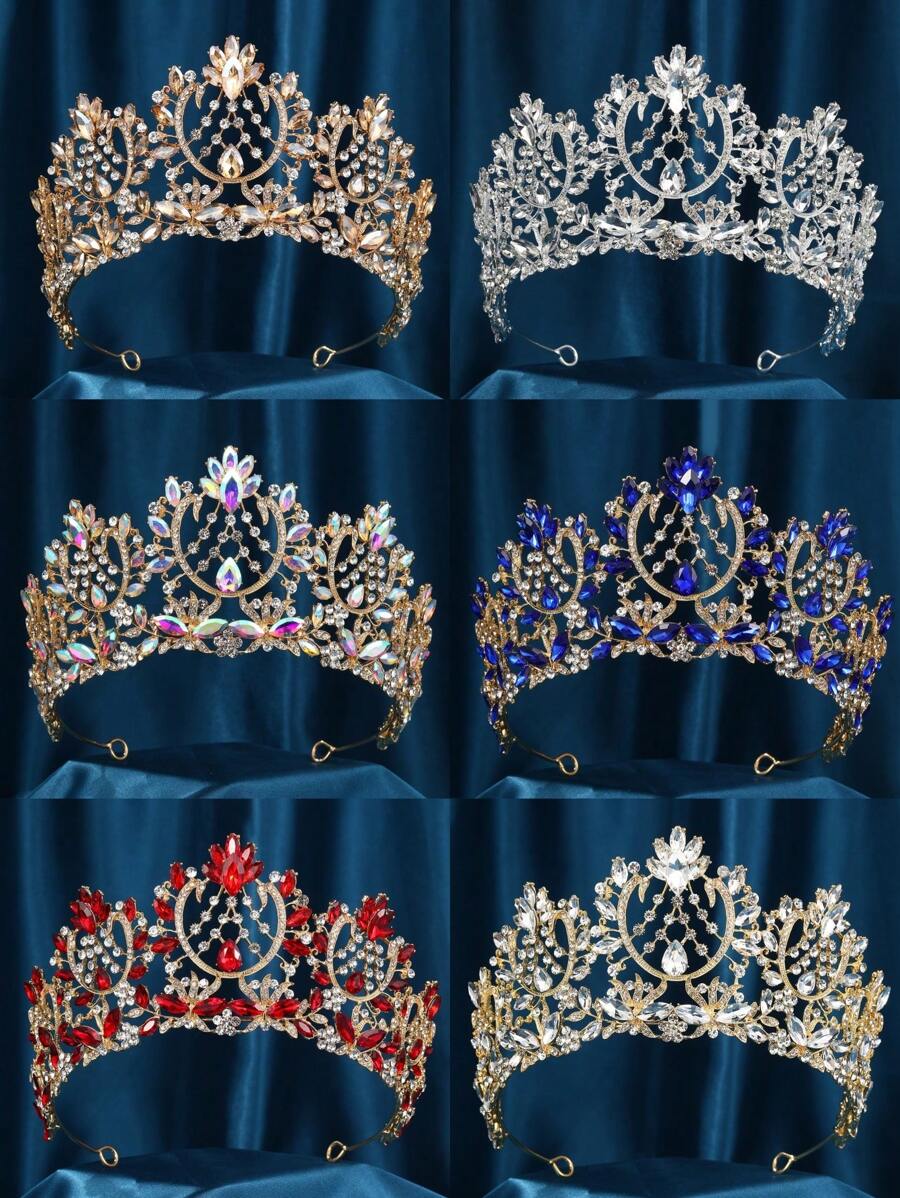 1pc Women's Alloy & Rhinestone Baroque Royal Style Crown, Elegant Wedding Party Headband, Bridal Hair Accessory, Safely Packaged