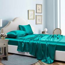 Ultra Soft Satin Silk Sheet Set Luxury Wrinkle Free Bed Sheets With Fitted Sheet Pillowcase - 綠松石 - 查看 7