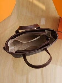 2025 时尚新款编织草编篮单肩包，斜挎手提包，适合女性日常使用、办公室、学校、旅行、度假、礼物 - 咖啡棕 - 查看 7