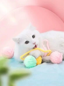 Juguete para mascotas para gatos, colorida bola de hilo tejida a mano con cascabel, solo para uso de mascotas