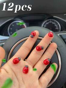 12pcs The Ladybug Ornaments Inside The Car Can Be Freely Pasted, Cute And Funny - Red - View 1