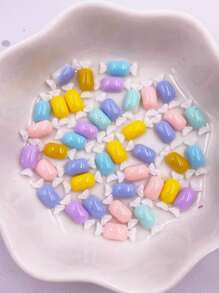 50 piezas Figuras de resina Kawaii coloridas y lindas de caramelo en miniatura, piedras planas para arte, aplicaciones DIY, manualidades de scrapbooking, decoración y accesorios de joyería