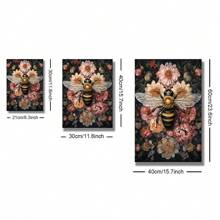1pc Unframe Dark Botanical Floral Bee Art Poster Print Moody Retro Aesthetic Canvas Painting Wall Picture For Dorm,Apartment,Living Room,Bedroom,Modern Home Decoration,Ideal Gift