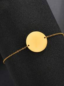 不鏽鋼可雕刻姓名日期獎章吊墜手鍊，聖誕節兒童禮物 - 金色 - 查看 8