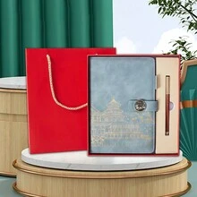 A5 Business Notebook Gift Box Set, Chinese Style Notepad For College Students, Magnetic Buckle Notebook, Office Luxury Memo Pad - Multicolor - View 3