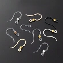 20pcs Clear Non-Allergenic Plastic Earring Hooks Ear Wire Hooks With Ball Dots Earring Findings DIY Jewelry Making For Sensitive Ears - Resin Ear Hooks With Stainless Steel Beads - View 4