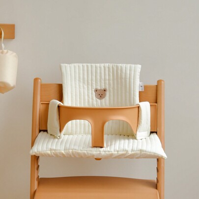1 pieza Cojín de silla alta para bebé con diseño lindo de oso en color beige, diseño minimalista suave y cómodo para silla de alimentación de bebé