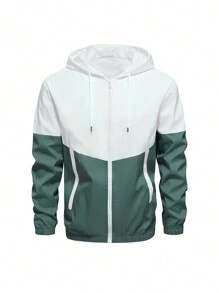 Boyfriend Style Men's 1 Set Windproof And Breathable Colorblock Running & Fitness Sportswear With Jacket And Pants Boyfriend Style Men Two Pieces Outfits