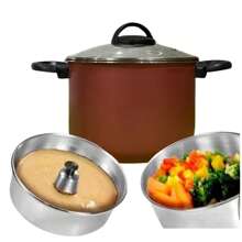 Panela Multiuso 3x1 Caldeirão Antiaderente Pudim, Banho Maria, Cuscuzeiro, Legumes, Cozimento A Vapor