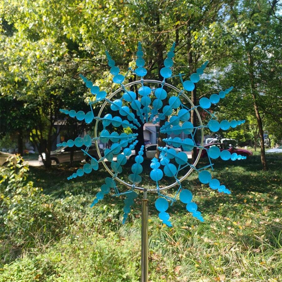 1pc Magical Metal Wind Spinner, 3d Outdoor Garden Windmill, Unique Metal Sculpture And Spinner, Wind Catcher Lawn Garden Outdoor Decor Metal Sculpture - Multicolor - View 1