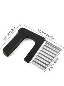 Cortador de papas arrugadas Ondas de acero inoxidable Cortador de papas fritas Cortador de mano Picador - Negro - Ver 4