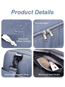 1入組35L健身袋，瑜伽斜跨袋，帶有鞋隔層和濕物隔層的運動袋，藍色牛津布耐磨防水材料，帶有干濕分隔袋的旅行袋，輕便攜帶手提袋，週末過夜袋，適用於女性，男性，訓練，健身，游泳和商務度假