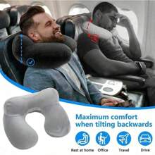 3-teiliges Set aus Augenmaske, Ohrstöpsel, Anti-Lärm- und Anti-Helligkeits-Nackenkissen Reisekissen, aufblasbares kompaktes Nackenkissen, ergonomisches Kopfteil mit samtweichem waschbarem Bezug für Camping, Reisen, Flugzeug, Zug, Auto, Büro