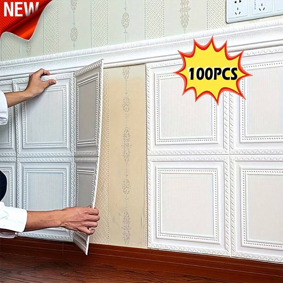 1/10/20/50/100 Viên 35x35Cm/13.78x13.78in 3D Tự Dán Tường Miếng Dán Váy Bảo Vệ Tường Phòng Khách đầu Giường Chống Va Chạm Vỏ Mềm Chống Thấm Nước Decal
