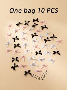 10pcs Rhinestone Inlaid Handmade Bowknot Satin Ribbon Tied Bow, DIY Clothing Accessories, Hair Accessories, Shoe And Hat Decoration, Jewelry Box Decoration, Christmas Valentine Day