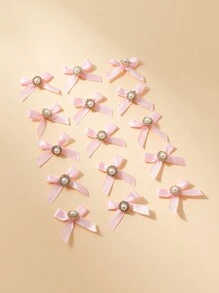 10pcs Rhinestone Inlaid Handmade Bowknot Satin Ribbon Tied Bow, DIY Clothing Accessories, Hair Accessories, Shoe And Hat Decoration, Jewelry Box Decoration, Christmas Valentine Day