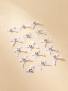 10pcs Rhinestone Inlaid Handmade Bowknot Satin Ribbon Tied Bow, DIY Clothing Accessories, Hair Accessories, Shoe And Hat Decoration, Jewelry Box Decoration, Christmas Valentine Day