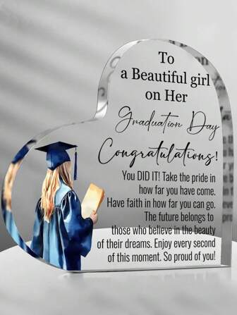 1 件亚克力毕业礼物，高中大学硕士博士毕业礼物，适合学生，亚克力纪念品礼物作为毕业女儿、儿子、姐妹的装饰品。圣诞节