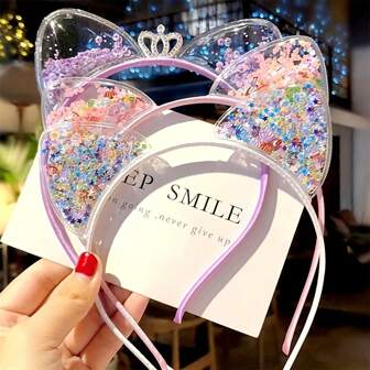 3 件套女士创意可爱卡通甜美猫耳亮片头箍装饰发饰节日生日派对女士配饰、发带、发箍头箍