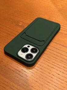 1 件纯色硅胶卡夹保护壳适用于 11 12 13 14 15 Pro Max 16 Pro Max - 墨綠色 - 查看 3