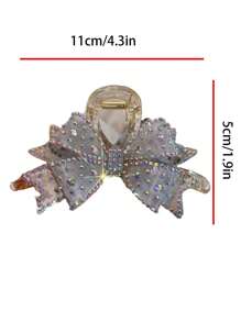 1pc Double Layered Bow Claw Clip, Light And Luxurious, Fashionable And Elegant Hair Claw Butterfly Valentine's Day,Hair Accessories,Claw Clips,Hair Jaw Clip,Hair Clutch Fall Winter Hair Clip For Vacation Outfits Woman