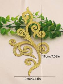 2pcs Gold Hollow Out Embroidery Applique Patch With Adhesive Backing For Clothing Decoration