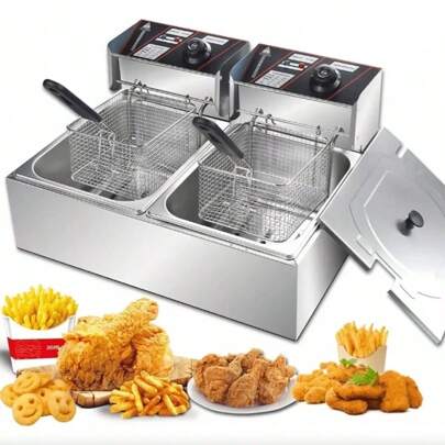 Freidora De Aceite Eléctrica Automática 12L Gran Capacidad Acero Inoxidable