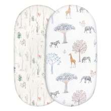 2 Packungen Baby Stubenwagen Laken, atmungsaktive kuschelige Spannbettlaken, elastische Reisebett Mode Regenbogen Muster, Standard Wiegen Laken für Baby Jungen Mädchen