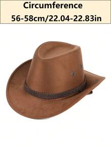 1 件装美式复古西部牛仔帽太阳帽骑士帽爵士帽，非常适合夏季户外防护，透气宽边帽，男女万圣节装饰 - 棕色 - 查看 6