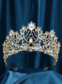 1pc Women's Alloy & Rhinestone Baroque Royal Style Crown, Elegant Wedding Party Headband, Bridal Hair Accessory, Safely Packaged