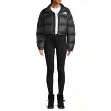 The North Face Nuptse Cropped Down Coat - Black - View 3