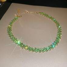 1 bucată la modă Colier cu strasuri de culoare Ab, potrivit pentru petreceri și ținute zilnice pentru femei