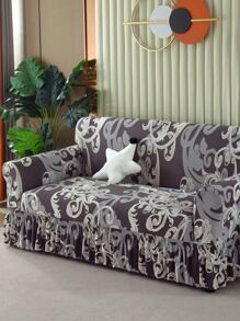 1入組純色帶邊彈性沙發套