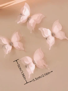 6个蕾丝水钻蝴蝶发夹，适合日常佩戴，爪夹发夹，发卡，上学用品，派对造型，发饰，头部饰品，女士发饰