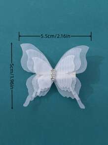 6pcs Lace & Rhinestone Butterfly Hair Clips Suitable For Daily Wear Claw Clips Hair Claws Hair Barrettes, School Stuff, Looks Of Party, Hair Accessories, Head Accessories, Hair Accessories For Women - White - View 4