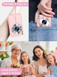 Nicamery Digital Camera, FHD 1080P Portable Youth Camera 44MP Point-And-Shoot Digital Camera, 16x Zoom, Lanyard, Small Camera Gift, Suitable For Beginners [This Link Does Not Include Memory Card, Need To Purchase Separately] - Pink - View 7