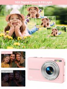 Nicamery Digital Camera, FHD 1080P Portable Youth Camera 44MP Point-And-Shoot Digital Camera, 16x Zoom, Lanyard, Small Camera Gift, Suitable For Beginners [This Link Does Not Include Memory Card, Need To Purchase Separately] - Pink - View 3