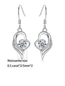 1 Chiếc Bạc S925 0,5 Carat * 2 Đá Moissanite, Hoa Tai I Love You, Phiên Bản Hàn Quốc, Đơn Giản, Thời Trang, Thiết Kế Cao Cấp, Tiệc Hàng Ngày, Tiệc, Đám Cưới, Đính Hôn, Hoặc Làm Quà Tặng Ngày Lễ Hoặc Quà Tặng Ngày Lễ Tình Nhân Cho Mẹ, Vợ, Bạn Gái, Quà Tặng Sinh Nhật Valentine - Bạc - Xem 6