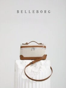 Vintage And Simple Color-Blocking Box Bag Small Women's Handbag