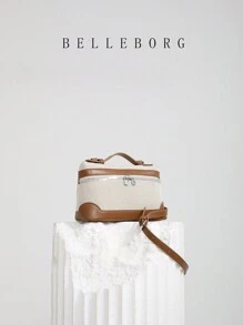 Vintage And Simple Color-Blocking Box Bag Small Women's Handbag